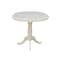 International Concepts Round 36 in Rd Top Pedestal Table, 12 in Leaf, 34.9 inH, Adjustable Height, Unfinished, 36 in W, Wood K-36RXT-6B - alternate 7